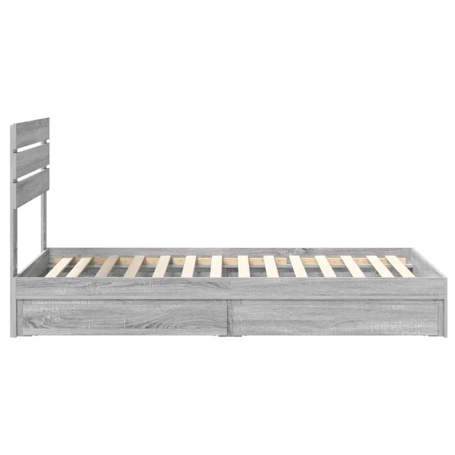 Lit de Rangement Gris Sonoma 90 x 190 cm Bois d'ingénierie - 9
