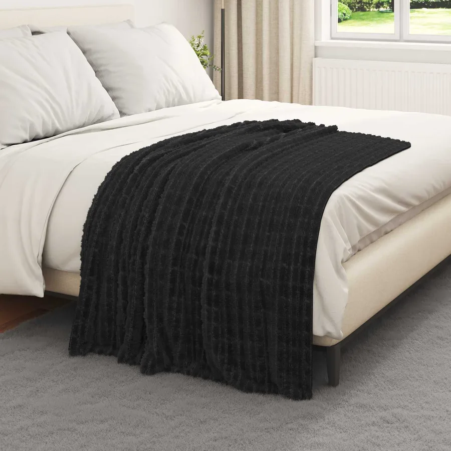 Couvertures à jeter 6 pcs Noir 150 x 130 cm Toison - 3