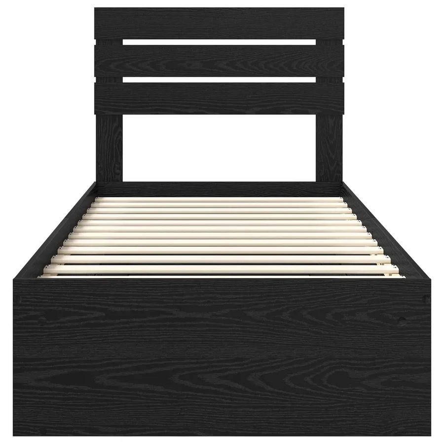 Cadre de lit avec tête de lit Noir 90 x 200 cm Pin massif - 7
