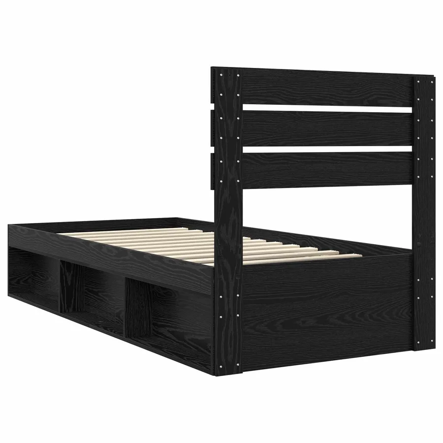 Cadre de lit avec tête de lit Noir 90 x 200 cm Pin massif - 9