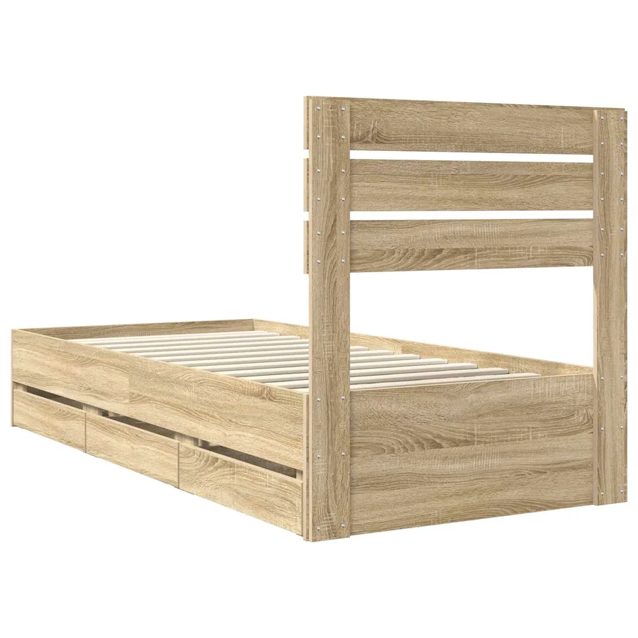 Cadre de lit Chêne Sonoma 90 x 200 cm Bois Ingénierie - 10