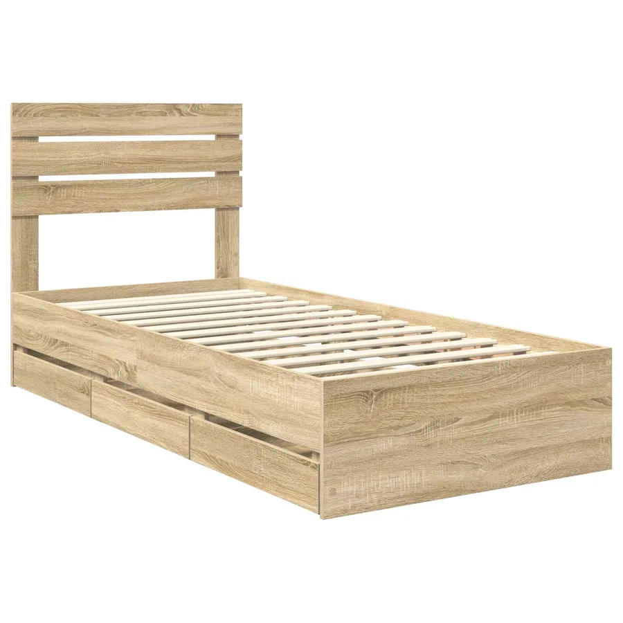 Cadre de lit Chêne Sonoma 90 x 200 cm Bois Ingénierie - 4
