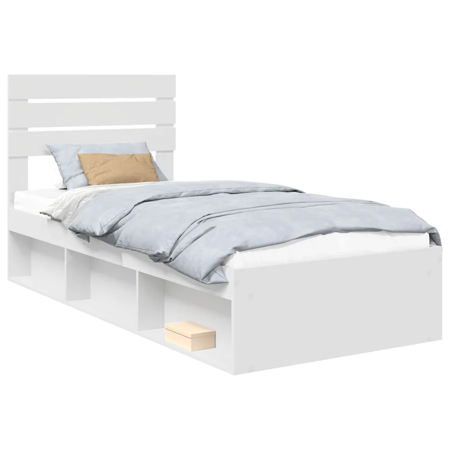 Cadre de lit avec tête de lit Blanc 90 x 190 cm Pin massif - 2