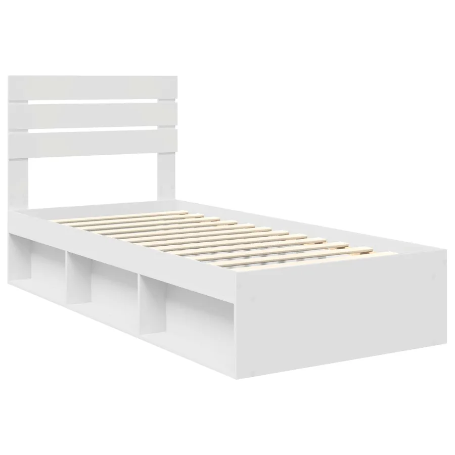 Cadre de lit avec tête de lit Blanc 90 x 190 cm Pin massif - 4
