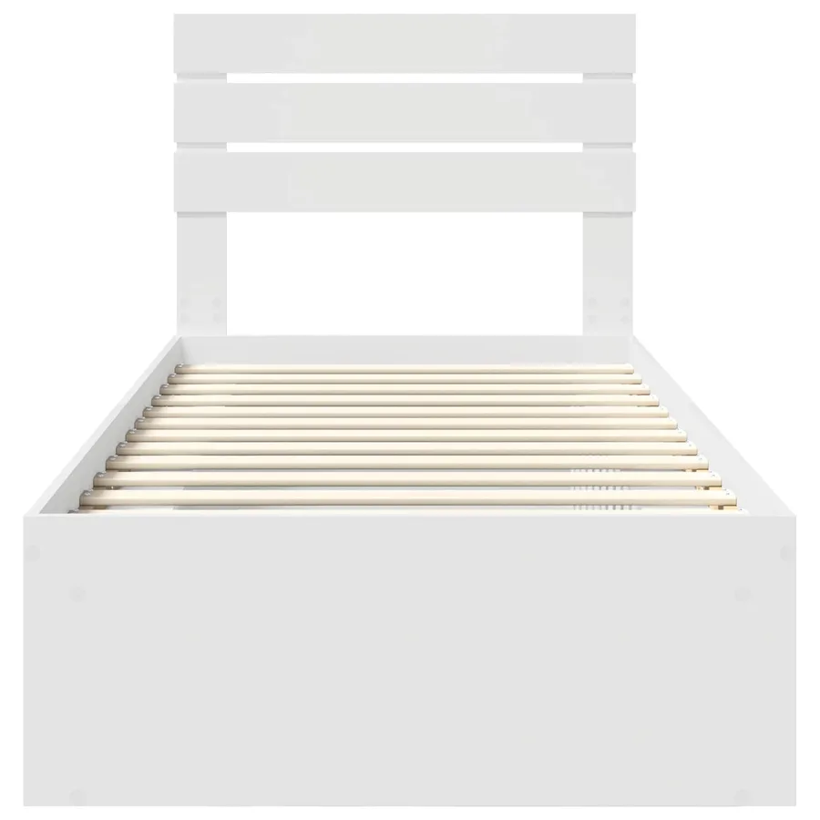 Cadre de lit avec tête de lit Blanc 90 x 190 cm Pin massif - 7