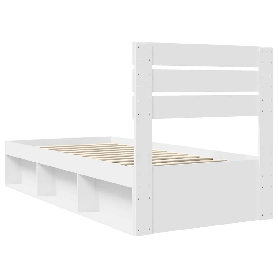Cadre de lit avec tête de lit Blanc 90 x 190 cm Pin massif - 9