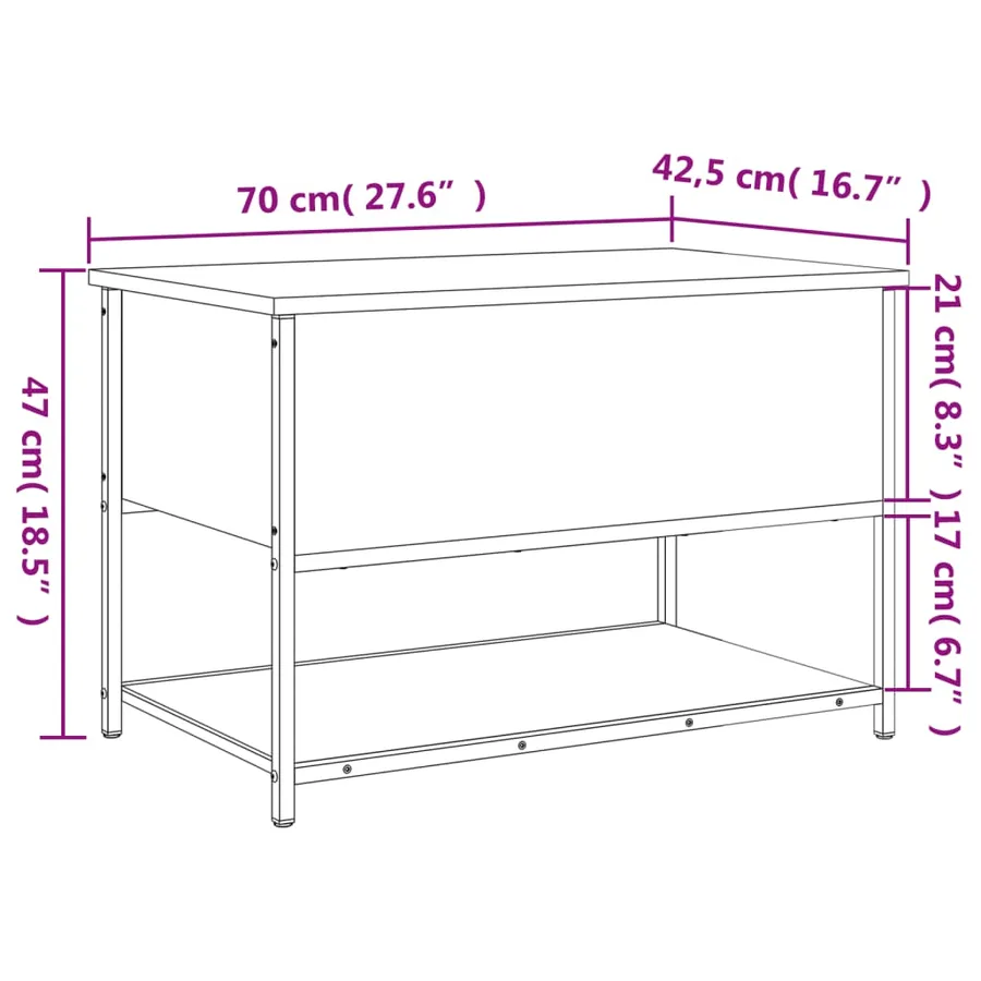 Banc de rangement sonoma gris 70x42,5x47 cm bois d'ingénierie - 12