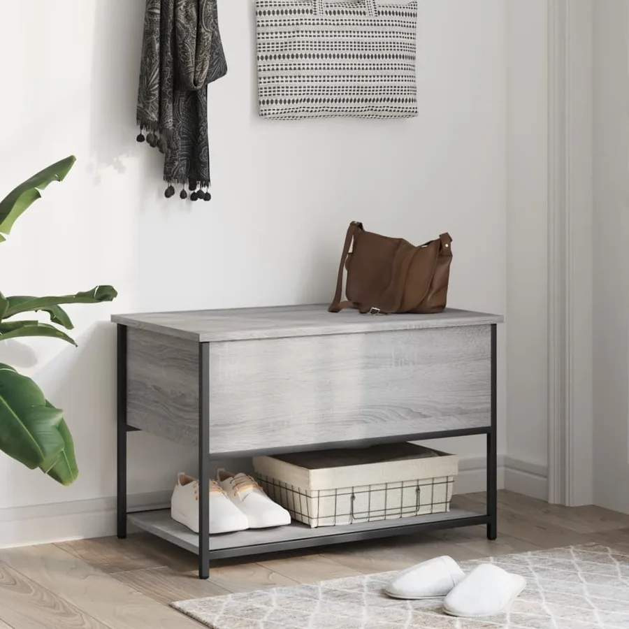 Banc de rangement sonoma gris 70x42,5x47 cm bois d'ingénierie - 3