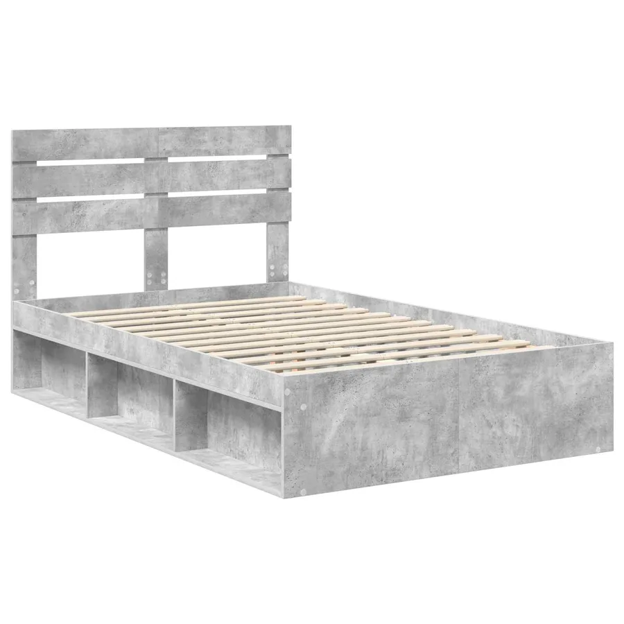 Cadre de lit avec tête de lit Béton 120 x 190 cm Pin massif - 4
