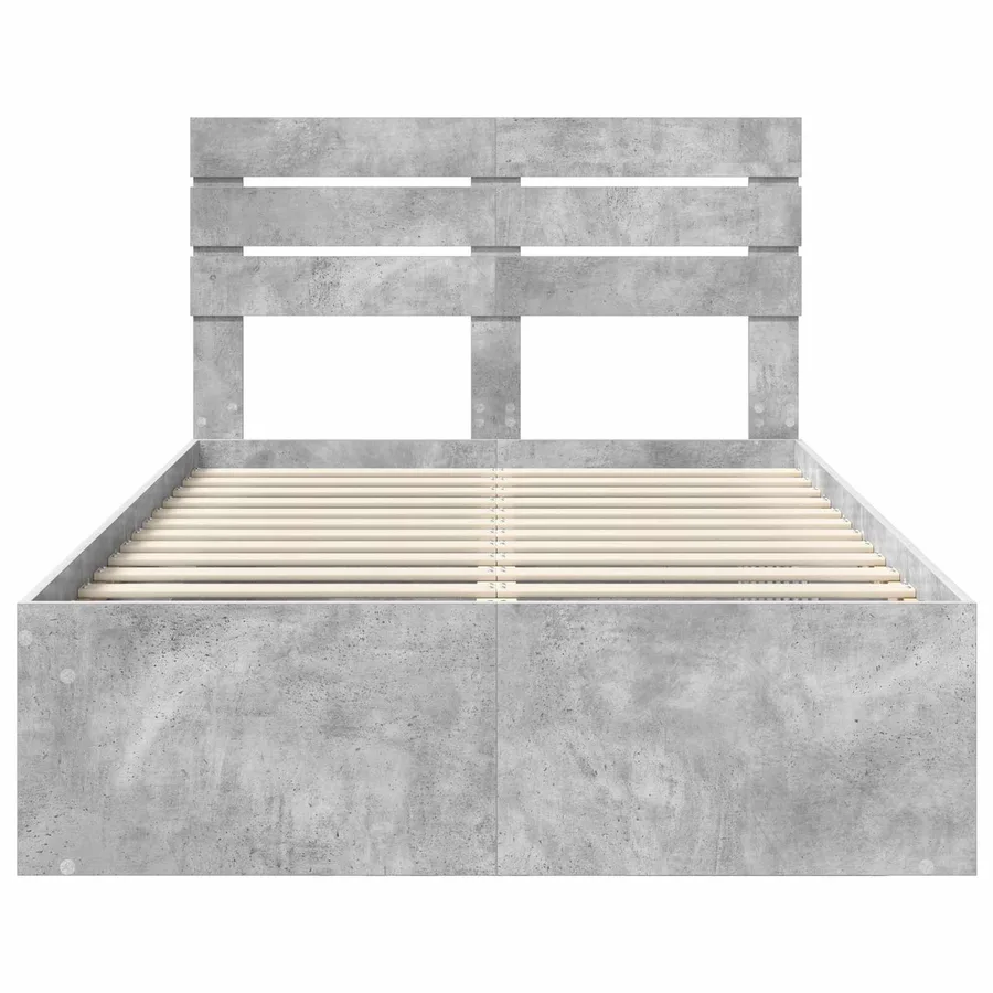 Cadre de lit avec tête de lit Béton 120 x 190 cm Pin massif - 7