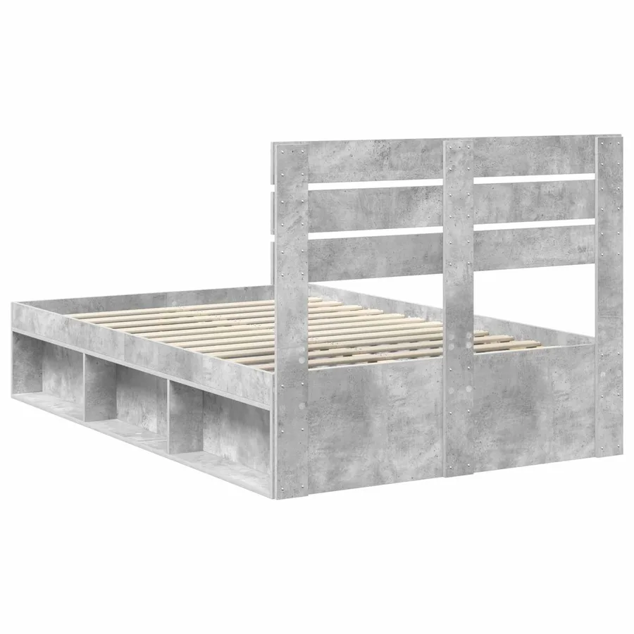 Cadre de lit avec tête de lit Béton 120 x 190 cm Pin massif - 9