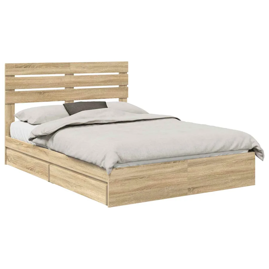 Lit de Rangement Chêne Sonoma 140 x 190 cm Bois d'ingénierie - 2