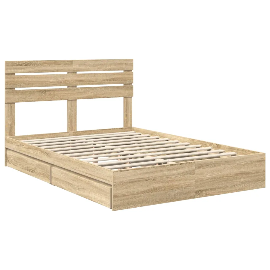 Lit de Rangement Chêne Sonoma 140 x 190 cm Bois d'ingénierie - 4