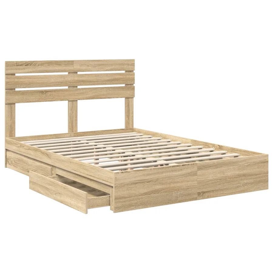 Lit de Rangement Chêne Sonoma 140 x 190 cm Bois d'ingénierie - 5