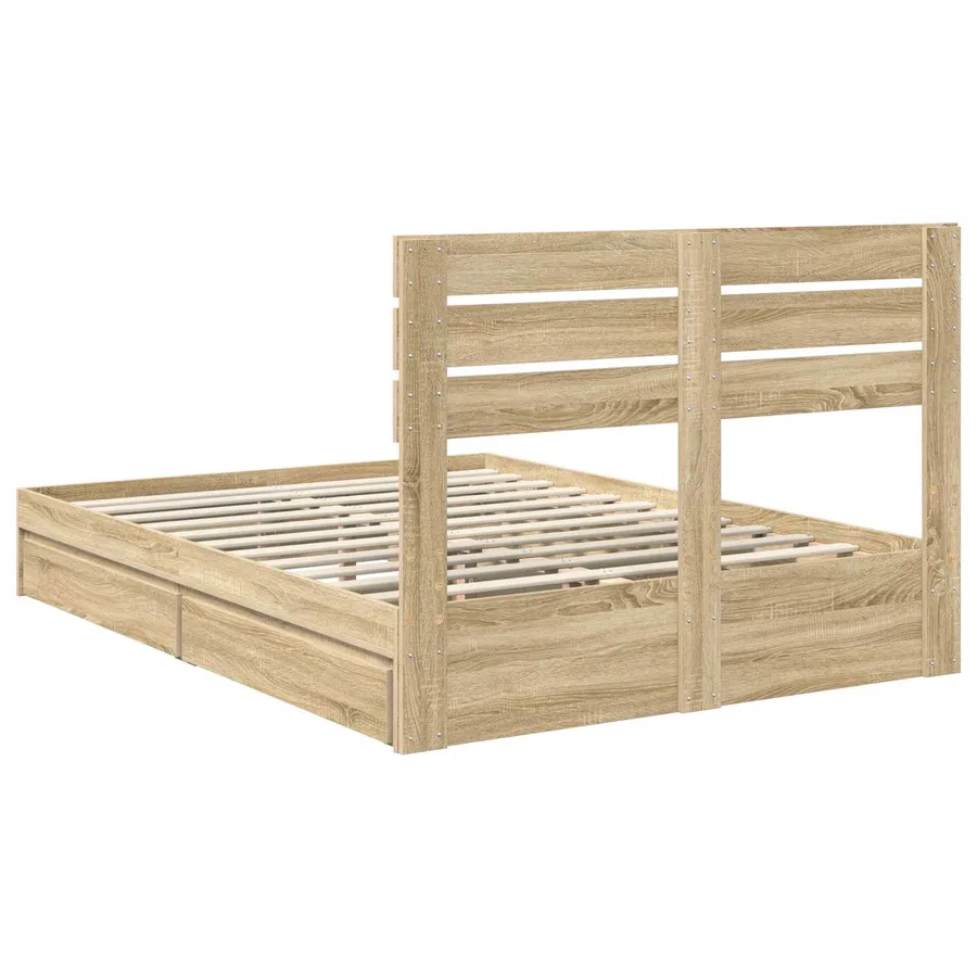 Lit de Rangement Chêne Sonoma 140 x 190 cm Bois d'ingénierie - 8