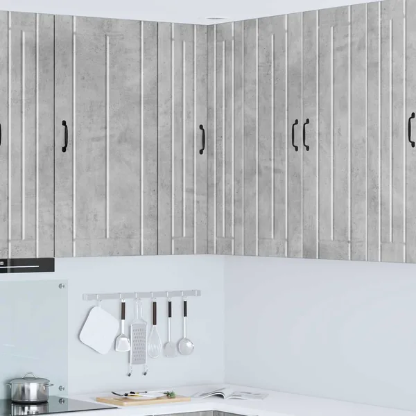 Cabinet d'angle mural LUCCA Gris béton 57 x 57 x 100 cm