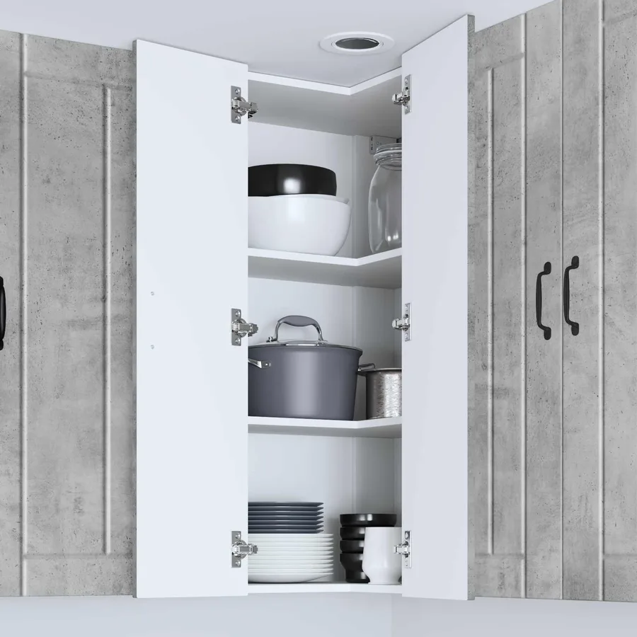 Cabinet d'angle mural LUCCA Gris béton 57 x 57 x 100 cm - 4