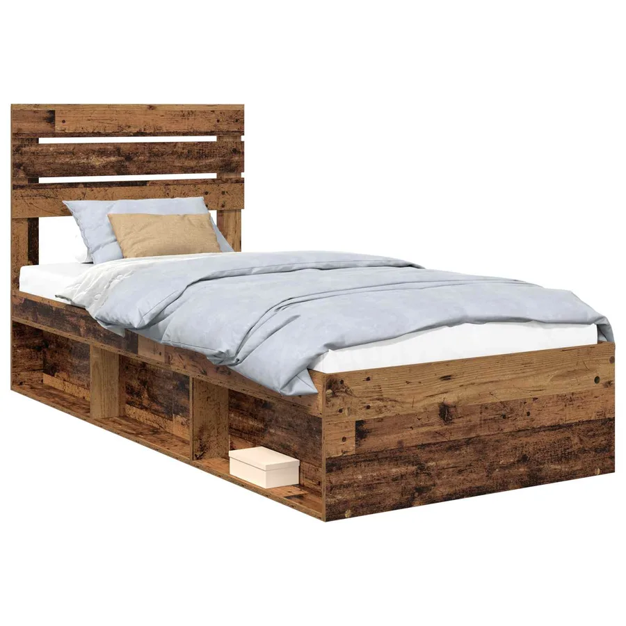 Cadre de lit Bois ancien 90 x 200 cm Pin massif - 2