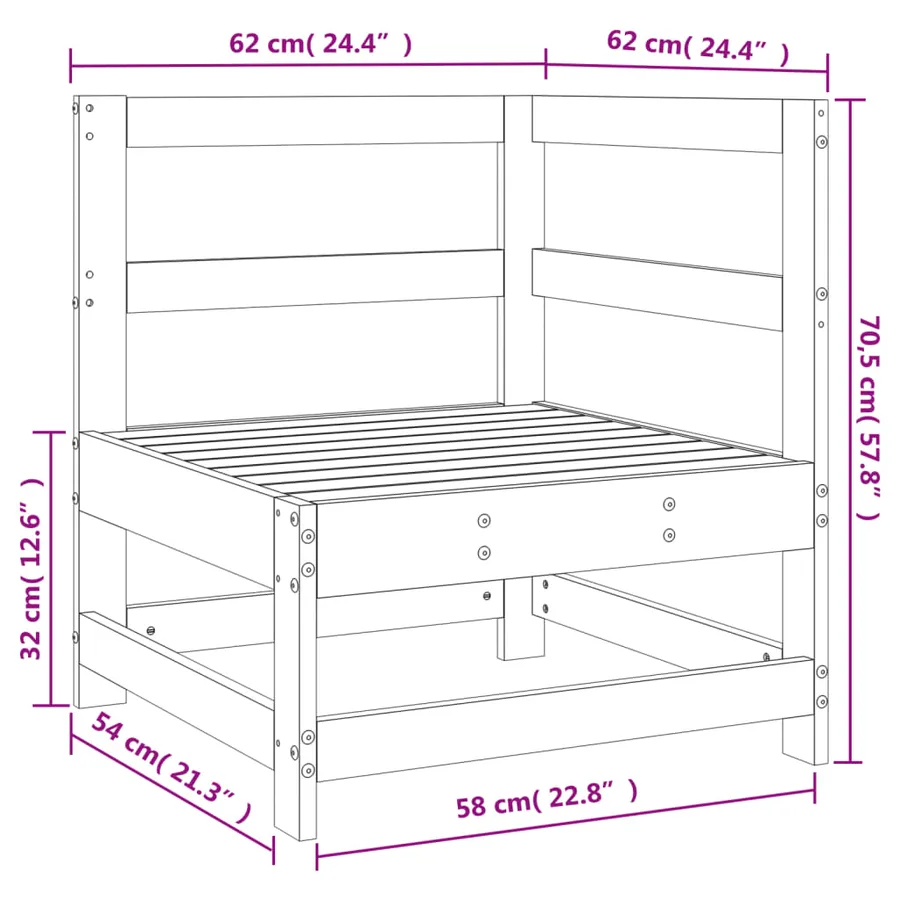 Canapé d'angle de jardin bois de pin imprégné - 7