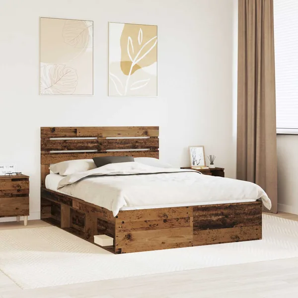 Cadre de lit Bois ancien 140 x 190 cm Pin massif