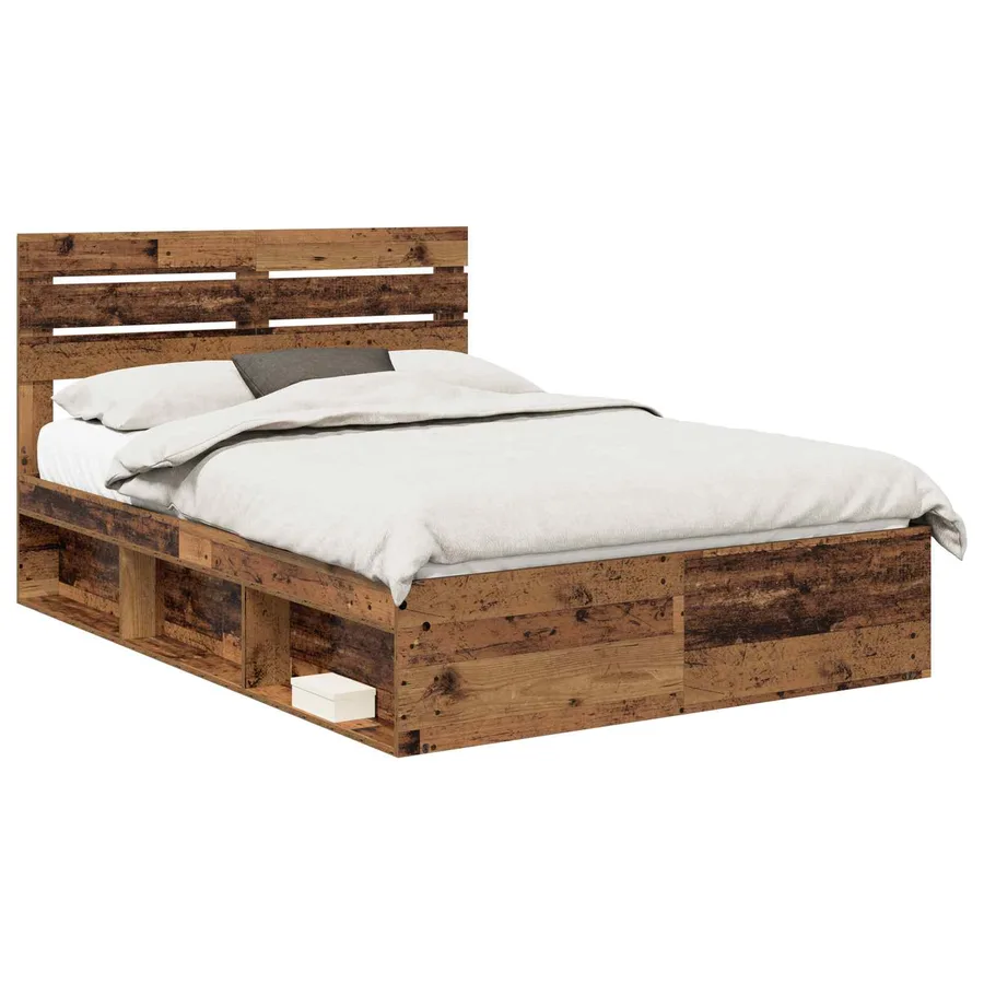 Cadre de lit Bois ancien 140 x 190 cm Pin massif - 2