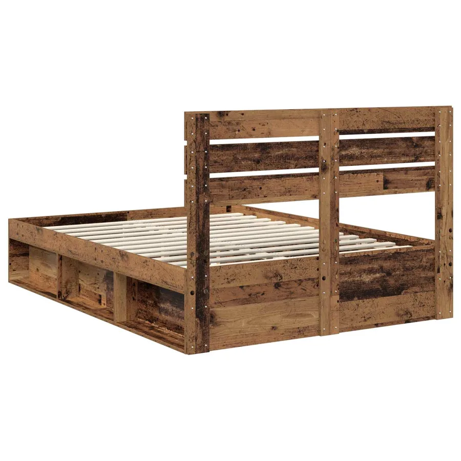 Cadre de lit Bois ancien 140 x 190 cm Pin massif - 9