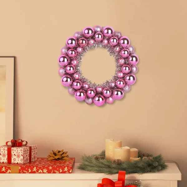 Couronnes de Boules de Noël 2 pcs Rose 33 x 33 x 7 cm