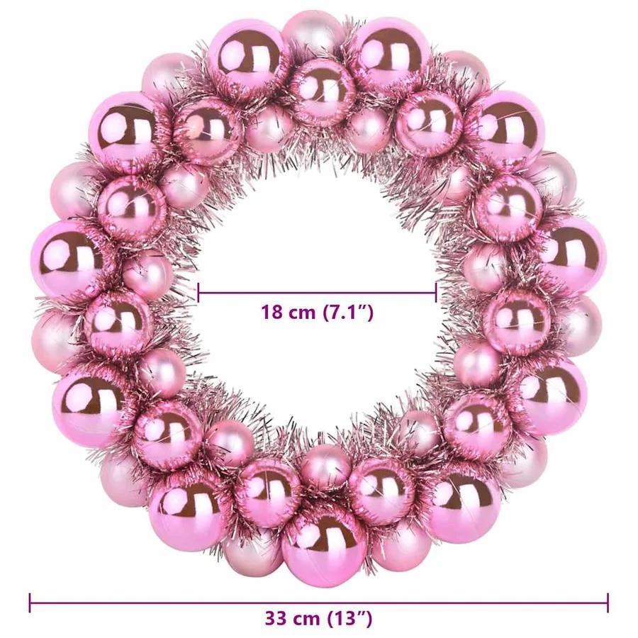 Couronnes de Boules de Noël 2 pcs Rose 33 x 33 x 7 cm - 8