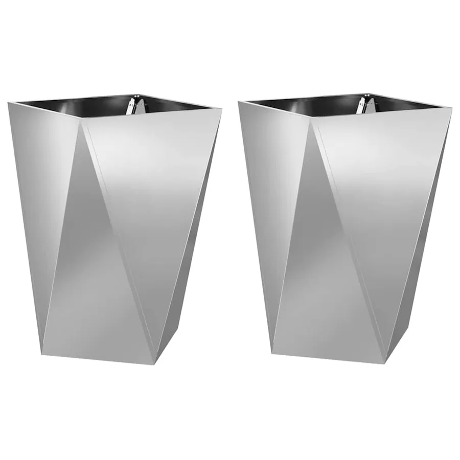 Jardinière 2 pc Argent 50 x 50 x 75 cm Acier galvanisé - 2