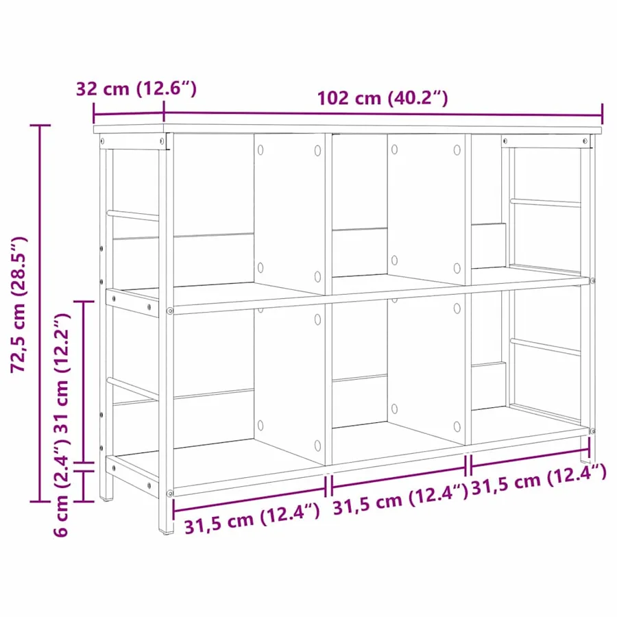 Étagère 6 niveaux 102 x 32 x 72,5 cm Bois d'ingénierie - 12