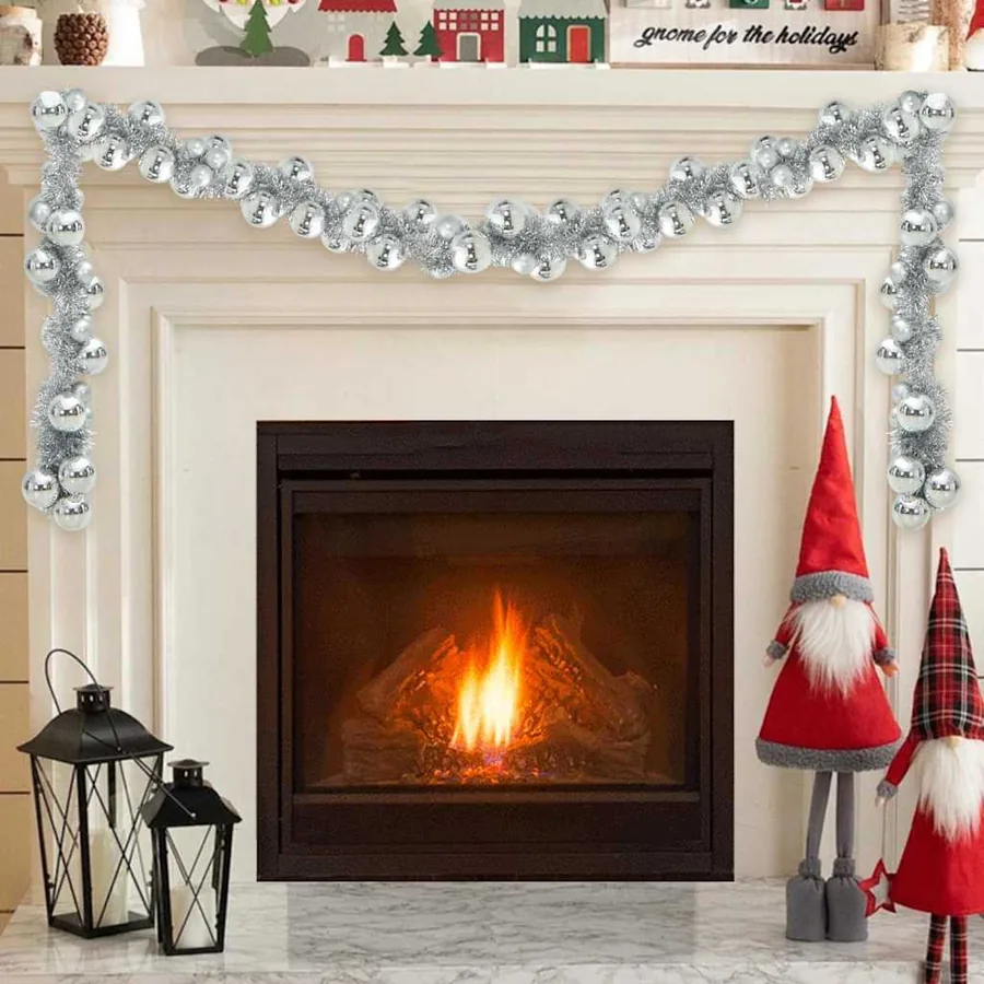 Guirlande de Boules de Noël Argent 186 cm Polystyrène
