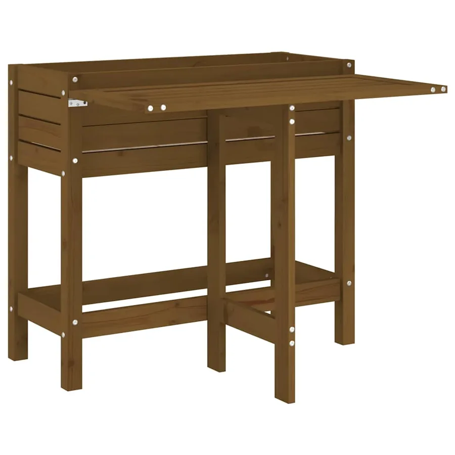 Jardinière de jardin avec dessus pliable brun miel pin massif - 2