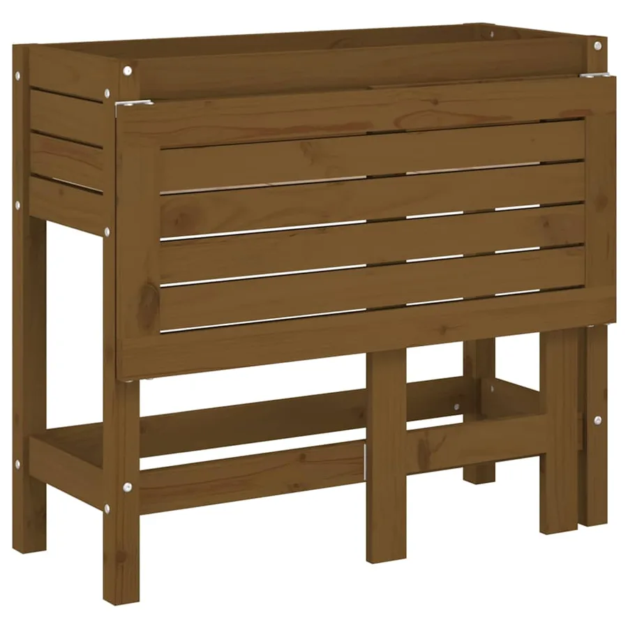 Jardinière de jardin avec dessus pliable brun miel pin massif - 8