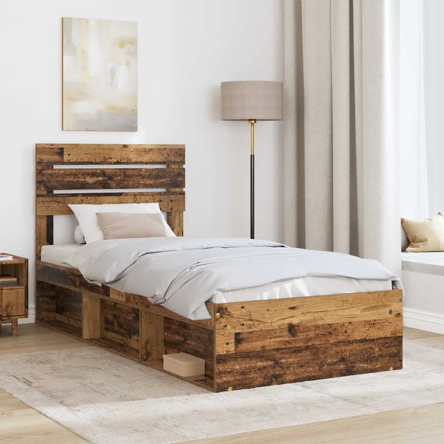 Cadre de lit Bois ancien 75 x 190 cm Pin massif - 3