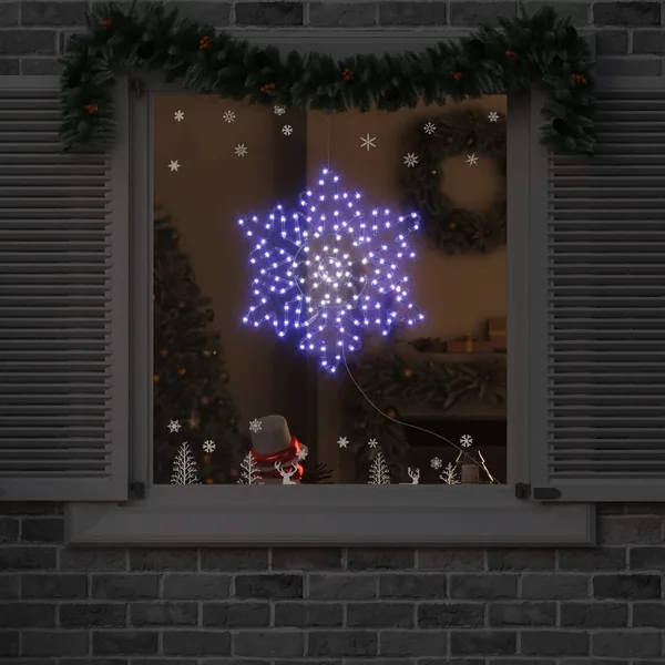 Flocon de Noël avec 156 LED Bleu 55.5 x 55.5 x 0.75cm PVC