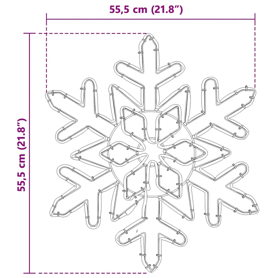 Flocon de Noël avec 156 LED Bleu 55.5 x 55.5 x 0.75cm PVC - 9
