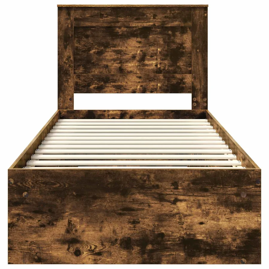 Cadre de lit avec tête de lit Chêne fumé 75 x 190 cm Pin massif - 7