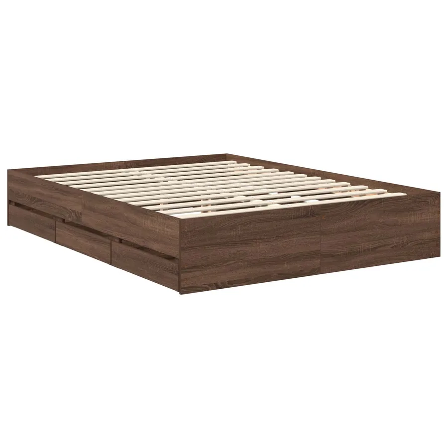 Cadre de lit Chêne brun 150 x 200 cm Bois Ingénierie - 6