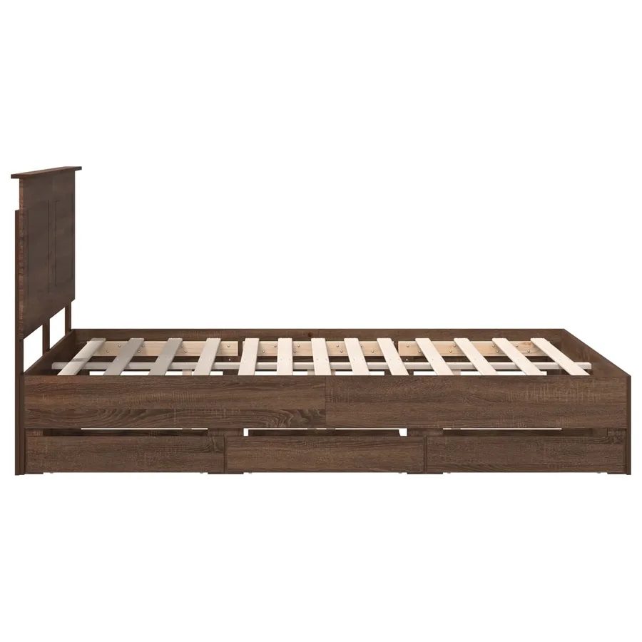 Cadre de lit Chêne brun 150 x 200 cm Bois Ingénierie - 9