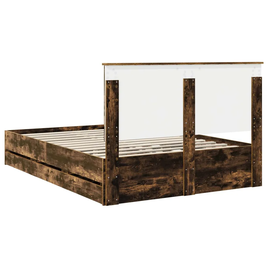 Cadre de lit Chêne fumé 150 x 200 cm Bois Ingénierie - 10