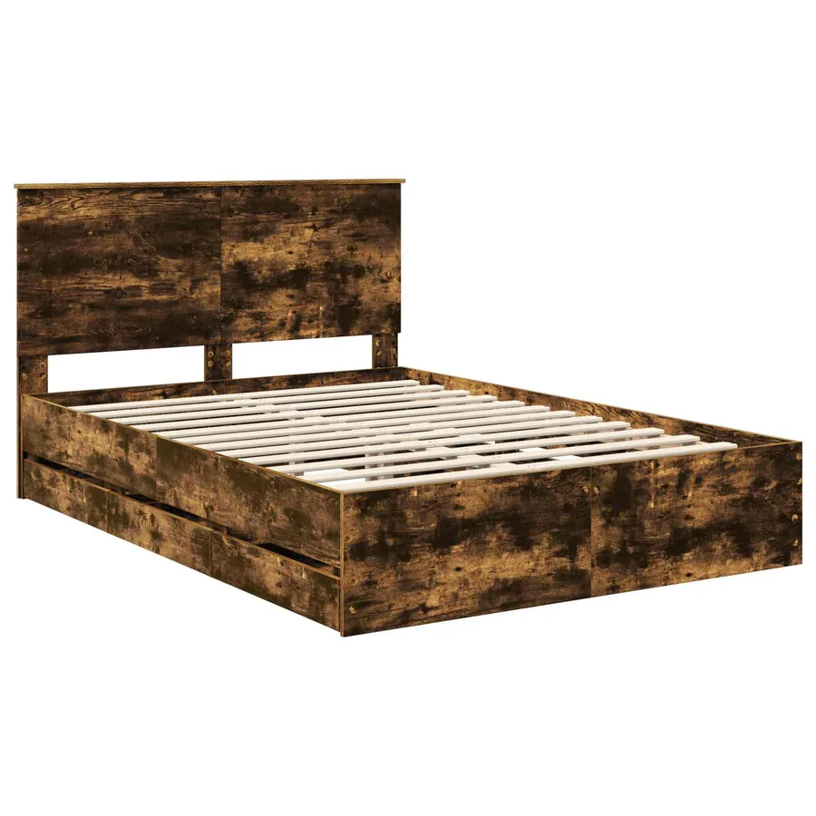 Cadre de lit Chêne fumé 150 x 200 cm Bois Ingénierie - 4