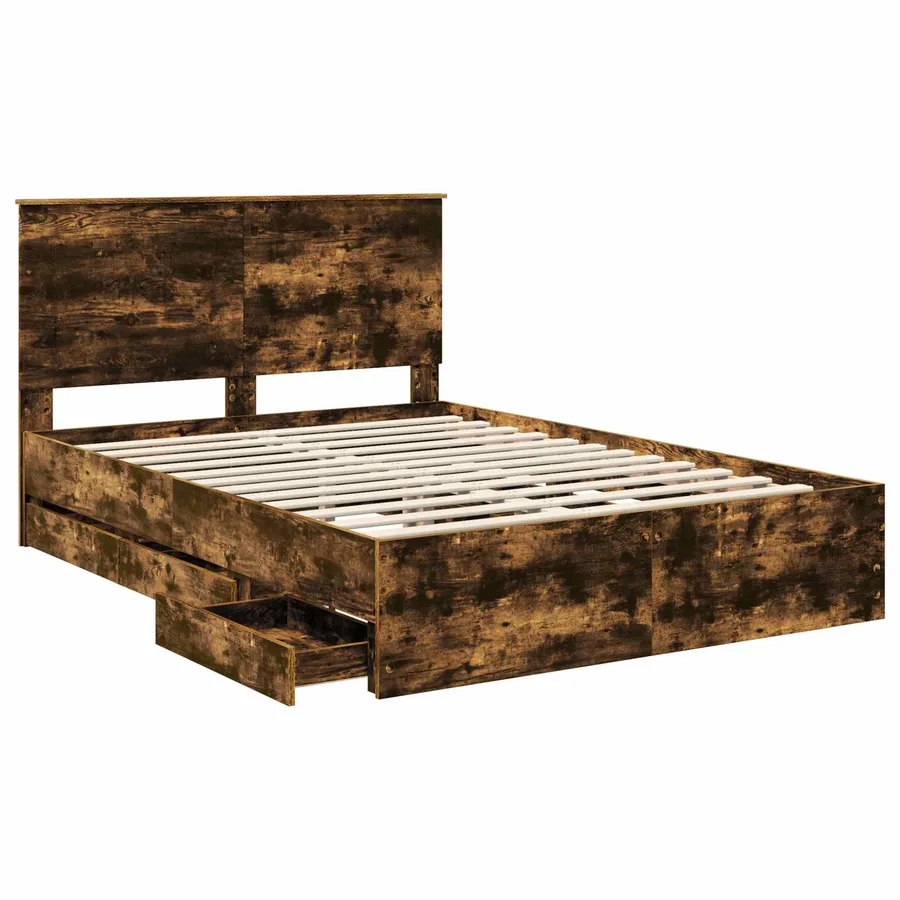 Cadre de lit Chêne fumé 150 x 200 cm Bois Ingénierie - 5