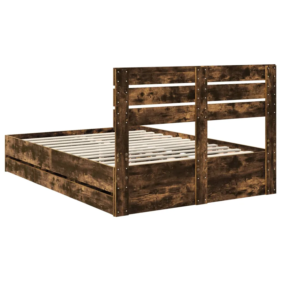 Cadre de lit Chêne fumé 140 x 190 cm Bois Ingénierie - 10