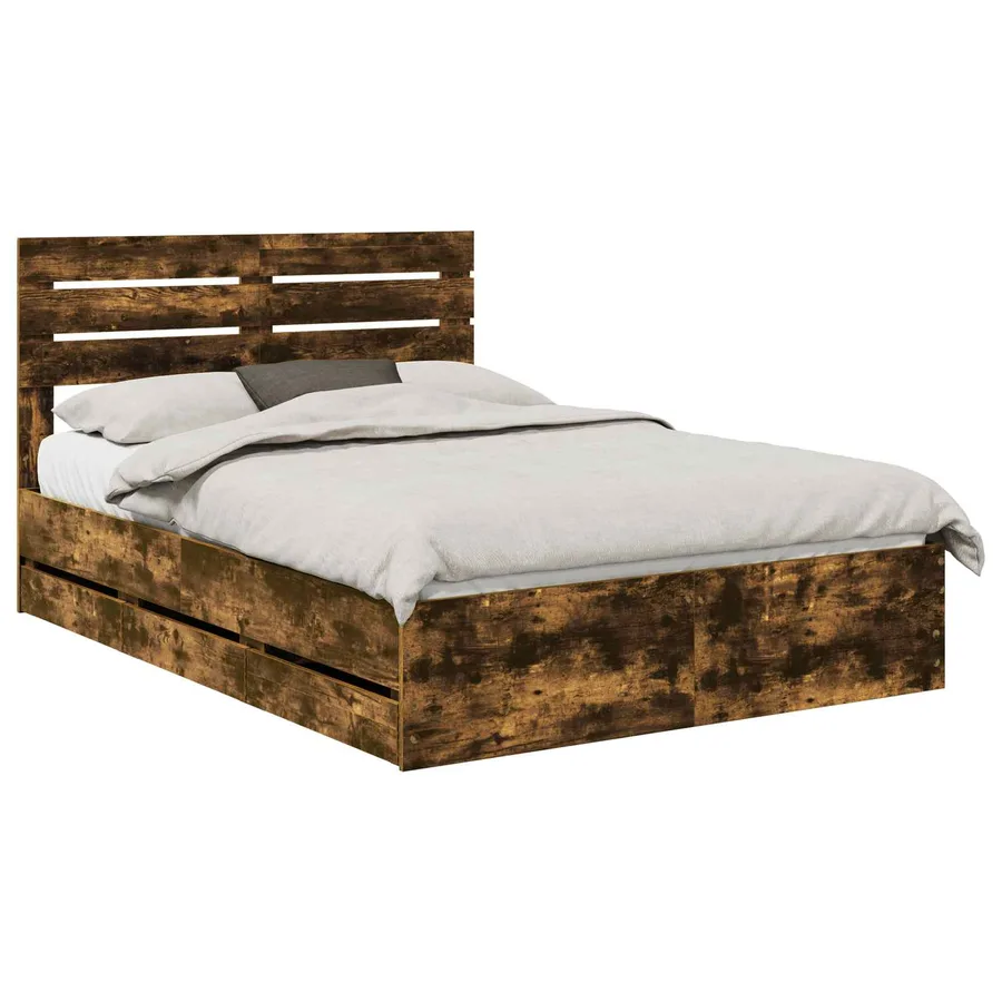 Cadre de lit Chêne fumé 140 x 190 cm Bois Ingénierie - 2