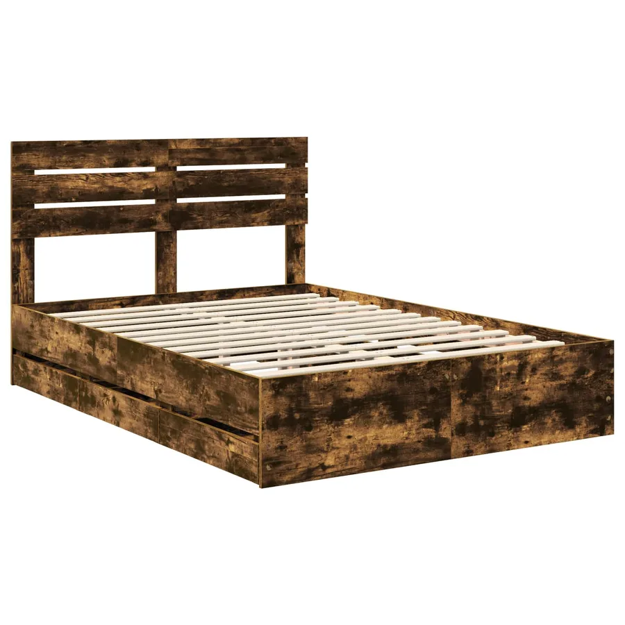 Cadre de lit Chêne fumé 140 x 190 cm Bois Ingénierie - 4