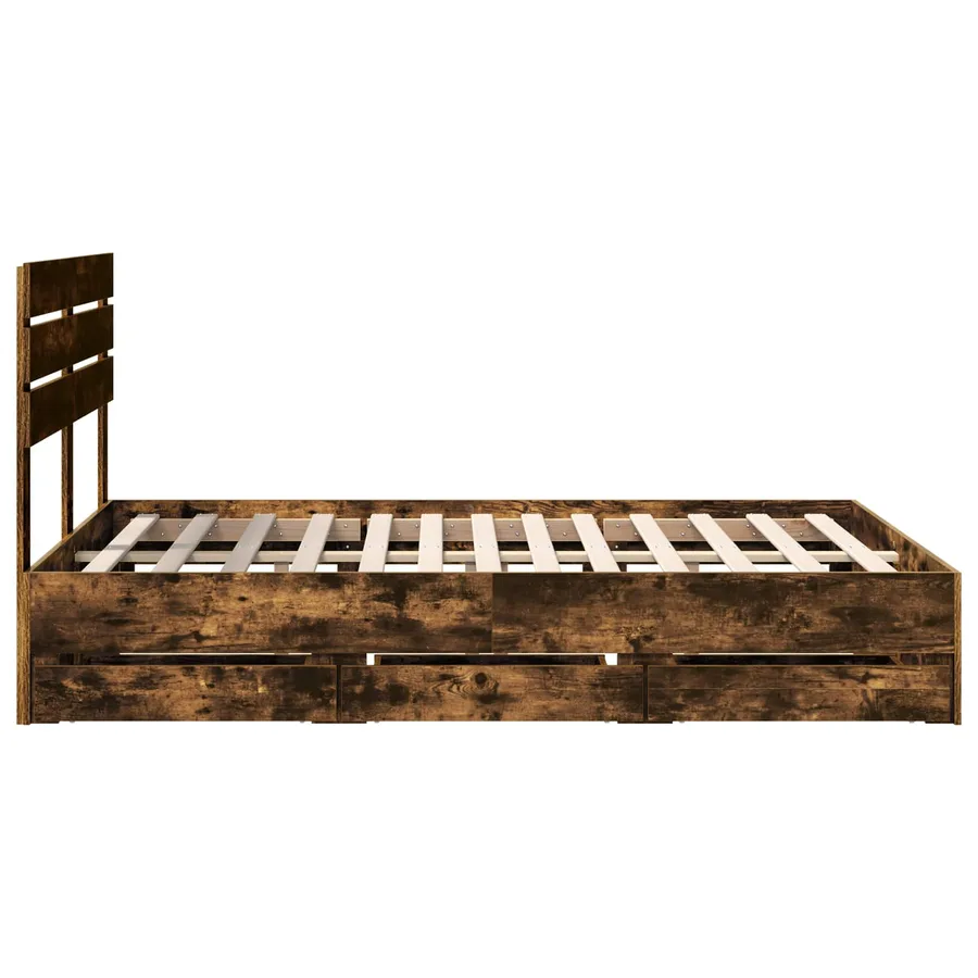 Cadre de lit Chêne fumé 140 x 190 cm Bois Ingénierie - 9