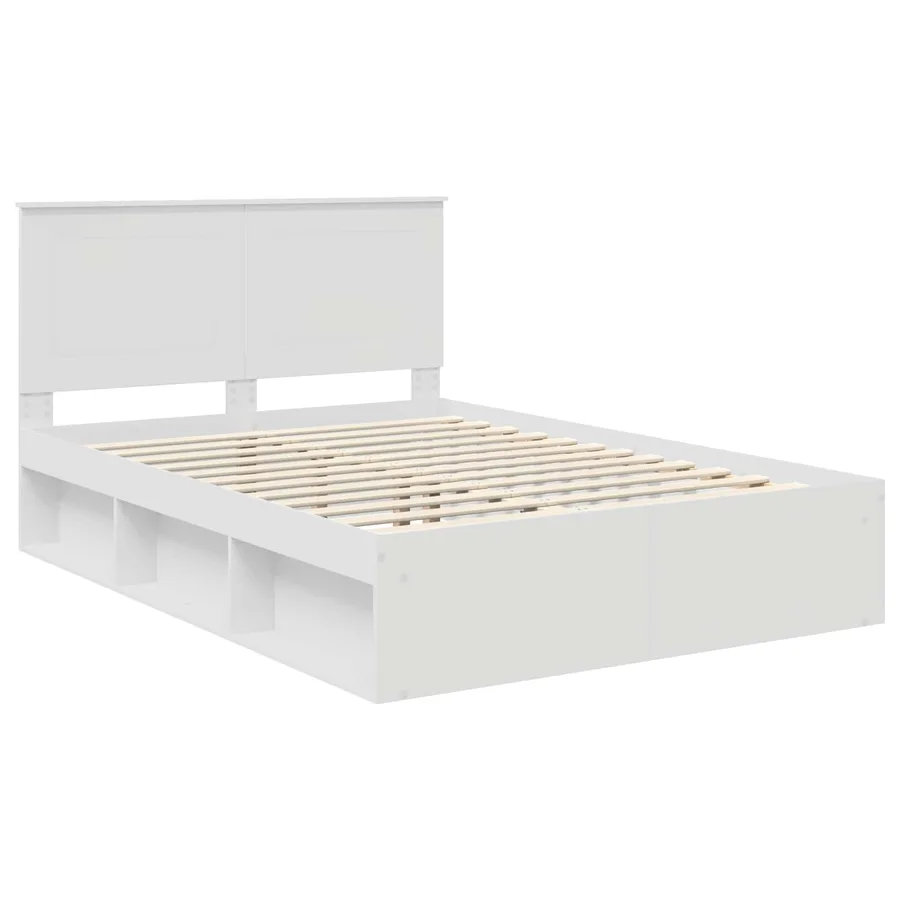 Cadre de lit avec tiroir Blanc 150 x 200 cm Bois de pin massif - 4