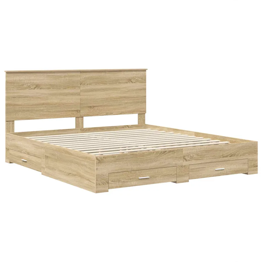 Cadre de lit Chêne Sonoma 200 x 200 cm Bois d'ingénierie - 4
