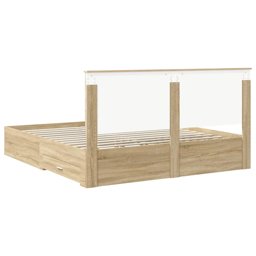 Cadre de lit Chêne Sonoma 200 x 200 cm Bois d'ingénierie - 8