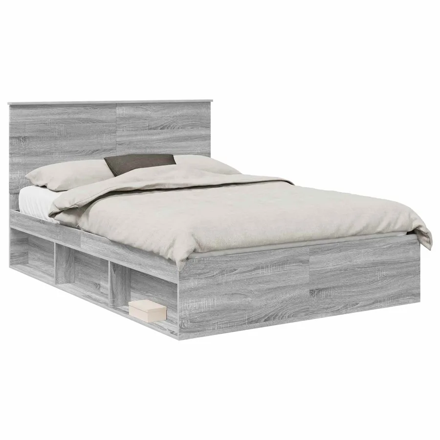 Cadre de lit Gris Sonoma 150 x 200 cm Bois de pin massif - 2
